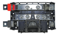 Internal view of Lynx Class-T Power In showing tinned copper busbars and M10 studs