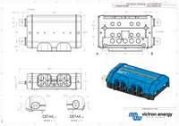Dimensional drawing of Victron Lynx Distributor showing measurements in millimetres