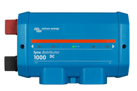 Front view of blue Victron Lynx Distributor 1000 DC busbar with power LED indicator