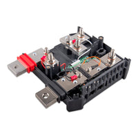 Interior view of Lynx Shunt 1000 showing terminal studs and communication ports