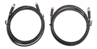 Two coiled 2m black cables with M8 male and female 3-pole connectors