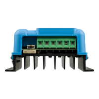 Bottom profile view showing the internal terminal block and cooling fins