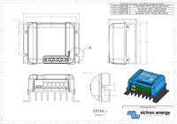 Engineering dimensional drawing of the SmartSolar MPPT 100/20 with metric measurements