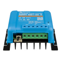 Low angle front view focusing on the terminal connection area of the MPPT controller