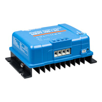 Perspective view showing integrated cooling fins and terminal blocks of the Victron MPPT 100/30