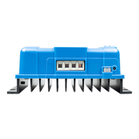 Detailed front view of the PV and battery terminals and VE.Direct port on a solar controller