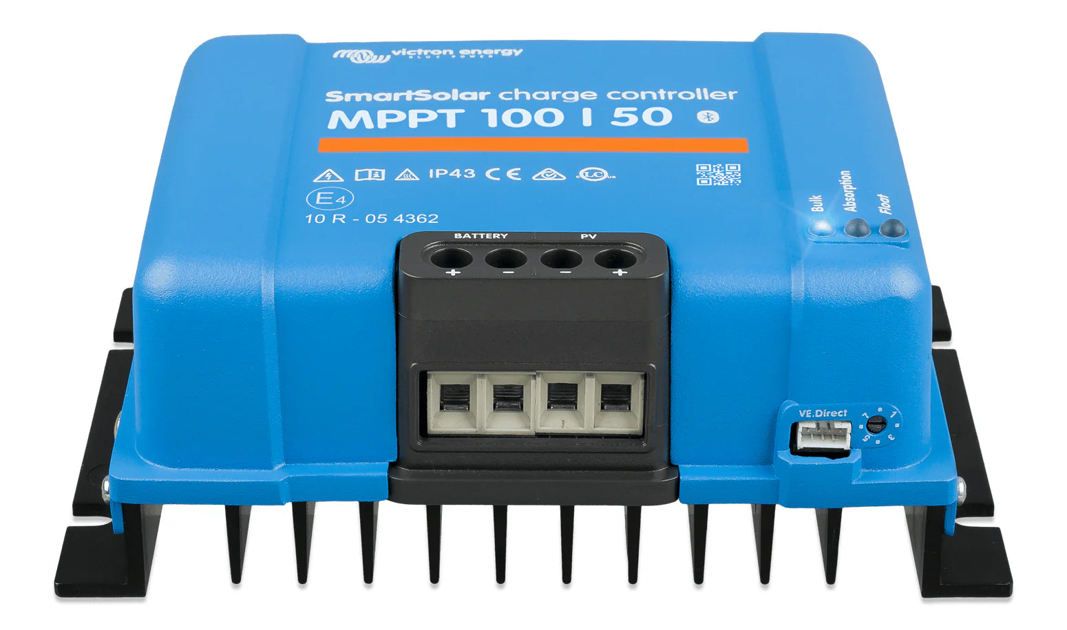 Front angled perspective of the 50A Victron solar charge controller