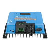 Front angled view of Victron 70A SmartSolar MPPT charge controller with MC4 terminals