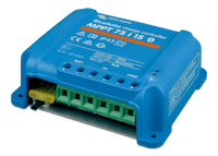 Top angled view of the Victron BlueSolar 75/15 controller illustrating the compact footprint