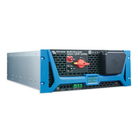 Perspective view of Victron Multi HS19 15kW solar inverter charger with blue fascia and integrated isolator