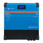 Front view of blue Victron Multi RS 48/6000 inverter charger with digital LCD display