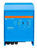 Front view of blue Victron MultiPlus 12/3000/120-50 inverter charger showing status lights and switch