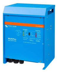 Perspective view of the Victron MultiPlus 24V 3000VA inverter charger in a compact aluminium housing