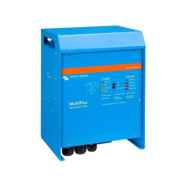 Side perspective view of the Victron MultiPlus 24/3000 inverter charger enclosure