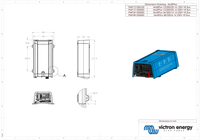 Engineering dimensional drawing of the Victron MultiPlus 500VA inverter charger in millimetres