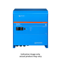 Front view of Victron MultiPlus 48V 20kVA inverter charger in signature blue RAL 5012 casing