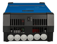 Bottom view of MultiPlus inverter showing cable entry points and main power switch