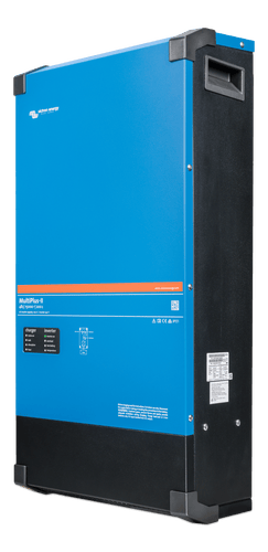 Angled profile showing black side panel and recessed handle of the inverter charger