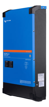 Right angled view of the Victron MultiPlus-II highlighting the depth of the 150mm steel enclosure