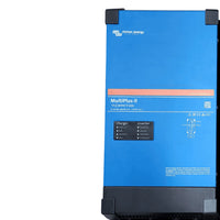 Front interface of the Victron MultiPlus-II showing LED status lights for charger and inverter