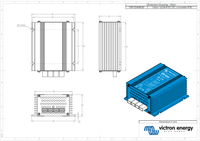 Dimensional drawing of the Orion 12/24-8 DC-DC converter showing height, width and depth