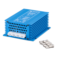 High angle side perspective of the blue Victron Orion DC-DC converter unit
