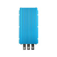 Top view of a blue Victron Orion IP67 12V to 24V DC-DC converter with ribbed aluminium heat sink