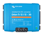 Front view of blue Victron Orion-Tr 12/12-30A isolated DC-DC converter with screw terminals