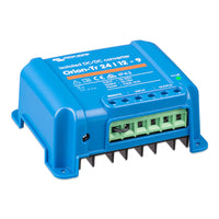Perspective view of blue Victron Orion-Tr 24/12-9A isolated DC-DC converter