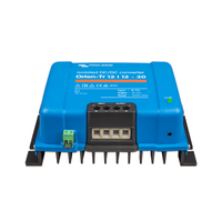 Angled view of 12V Victron Orion-Tr converter showing large black aluminium heatsink fins