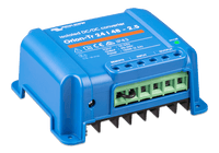 Perspective view of Victron Orion-Tr DC-DC converter with green power indicator light