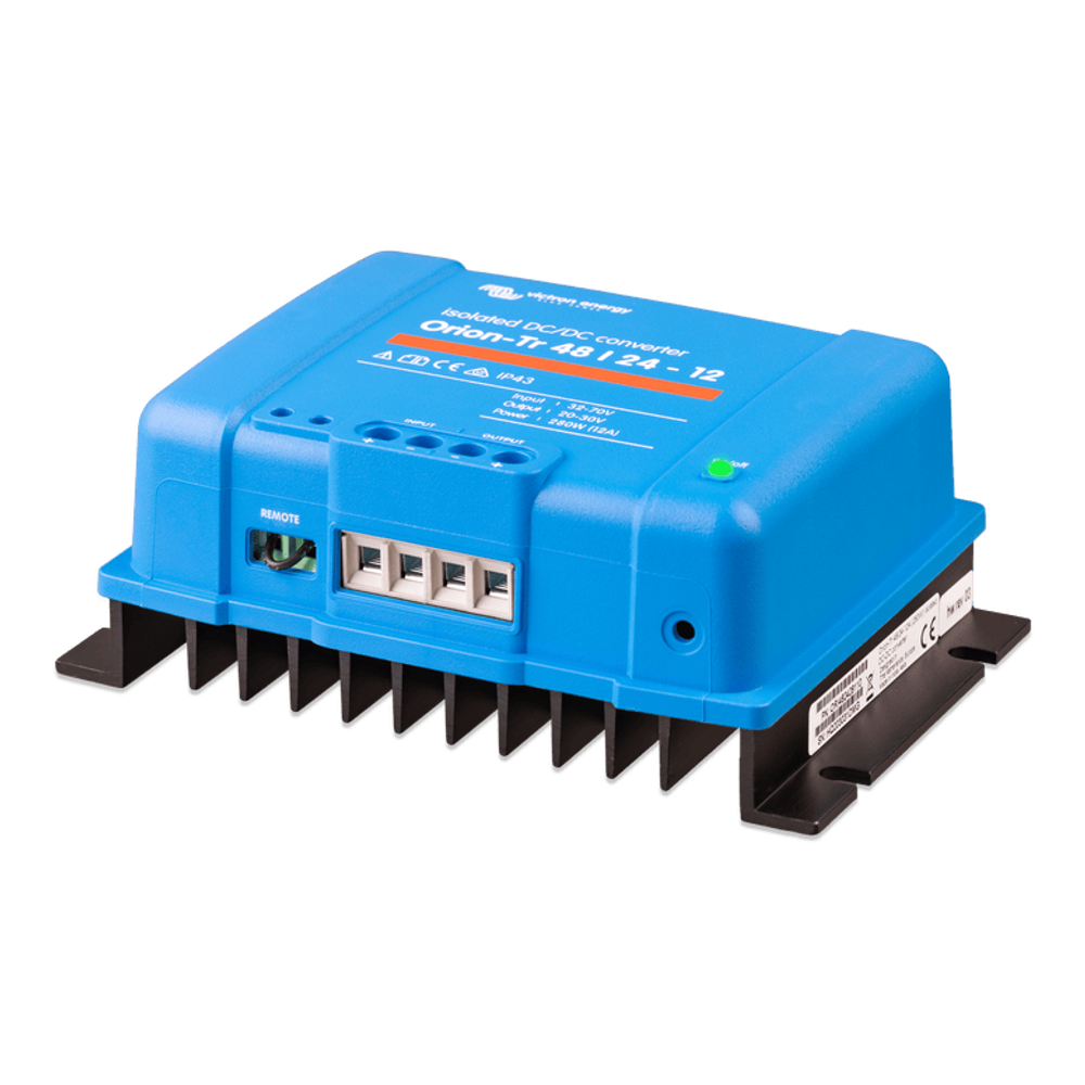 Side angle view of the 280W isolated converter showing the IP43 rated enclosure