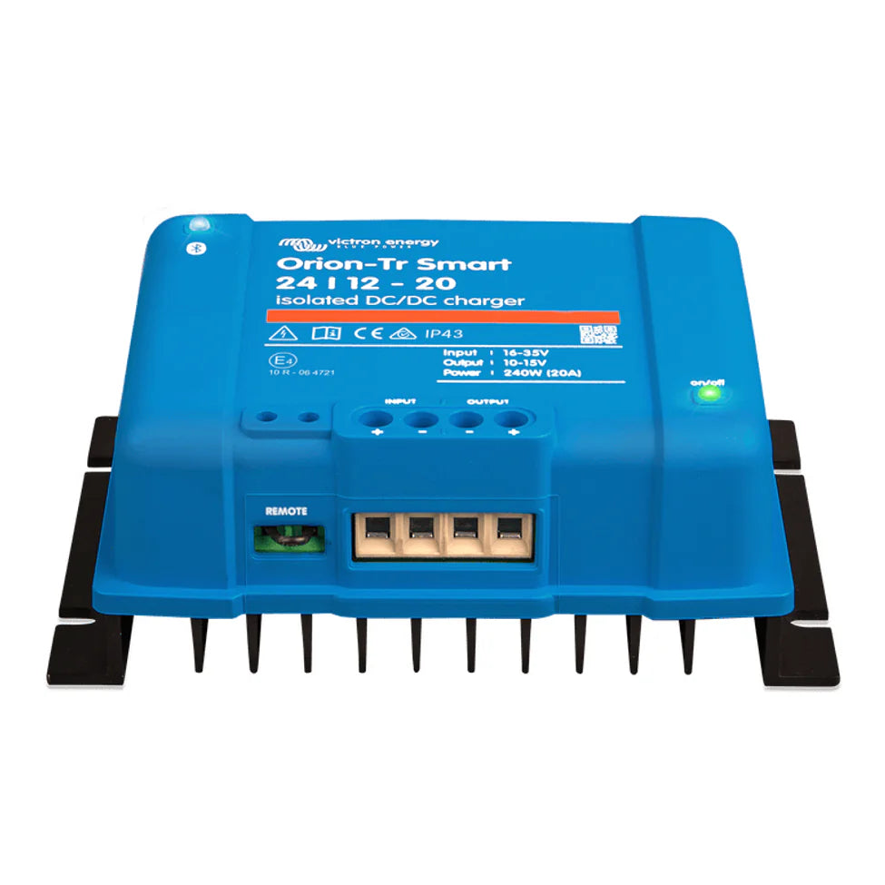 Front-on view of the charger focusing on the screw terminal connections