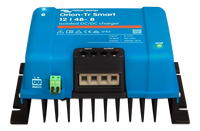 Front perspective view of the Victron 380W isolated DC-DC charger with heavy-duty cooling fins