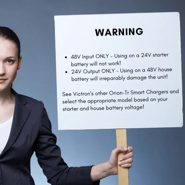 Selection warning guide for Orion-Tr Smart chargers regarding battery voltage compatibility