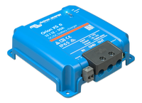 Side perspective of the blue Victron Orion XS charger showing the slim aluminium enclosure