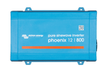 Top-down view of a blue Victron Phoenix 12/800 pure sinewave inverter with mounting flanges