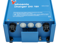 Bottom view of charger showing entry glands for cables and the earthing stud