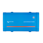 Top view of the blue steel and plastic chassis of a Victron Phoenix pure sine wave inverter