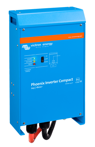 Side perspective of Victron Phoenix Inverter 24/1600 showing mounting points and enclosure
