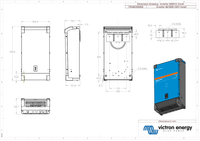 Dimensional drawing showing height, width and depth measurements for the 5000VA smart inverter