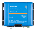 Front view of blue Victron Phoenix Smart 12V 50A battery charger with status LEDs and Bluetooth connectivity