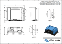 Technical dimensional drawing of the Victron 12V 50A battery charger in millimetres