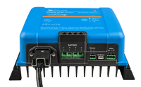 Bottom view of Phoenix Smart charger showing three battery outputs, VE.Direct port and cooling fins