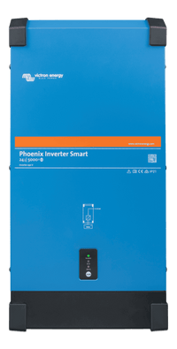 Front view of blue Victron Phoenix Smart Inverter 24/5000 with status LEDs