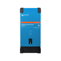 Front view of the blue Victron Phoenix Smart Inverter 24/1600 showing status LEDs and power button