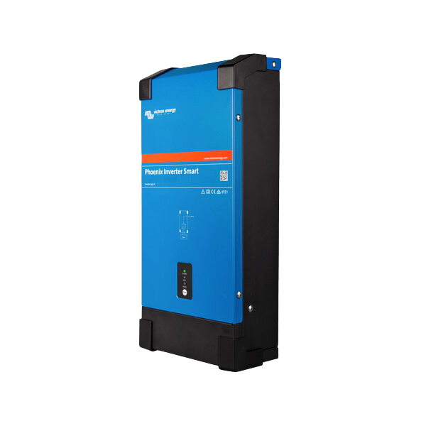 Right perspective view of the blue and black Phoenix Smart Inverter 24V 1600VA