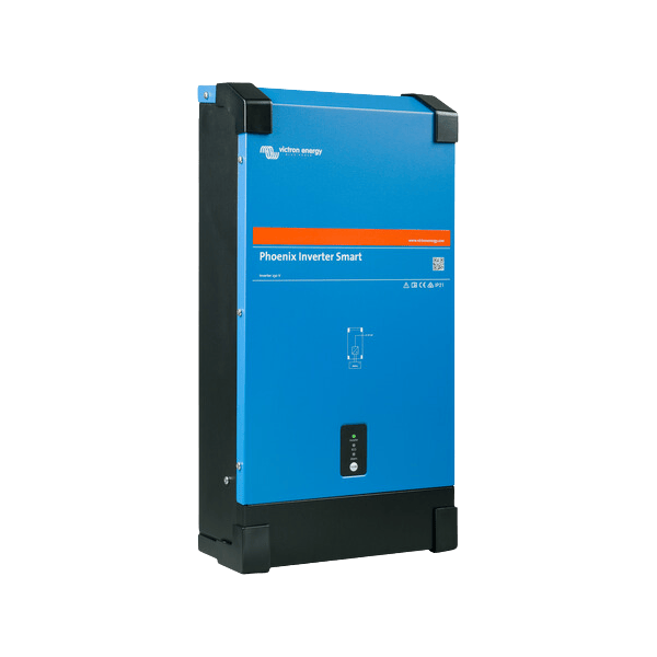Left side view of the blue and black Phoenix Smart Inverter enclosure