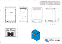 Dimensional drawing for Victron Quattro 10kVA unit showing front, side, and bottom measurements in millimetres