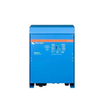 Front view of the blue Victron Quattro 24/3000 inverter charger enclosure showing status LEDs